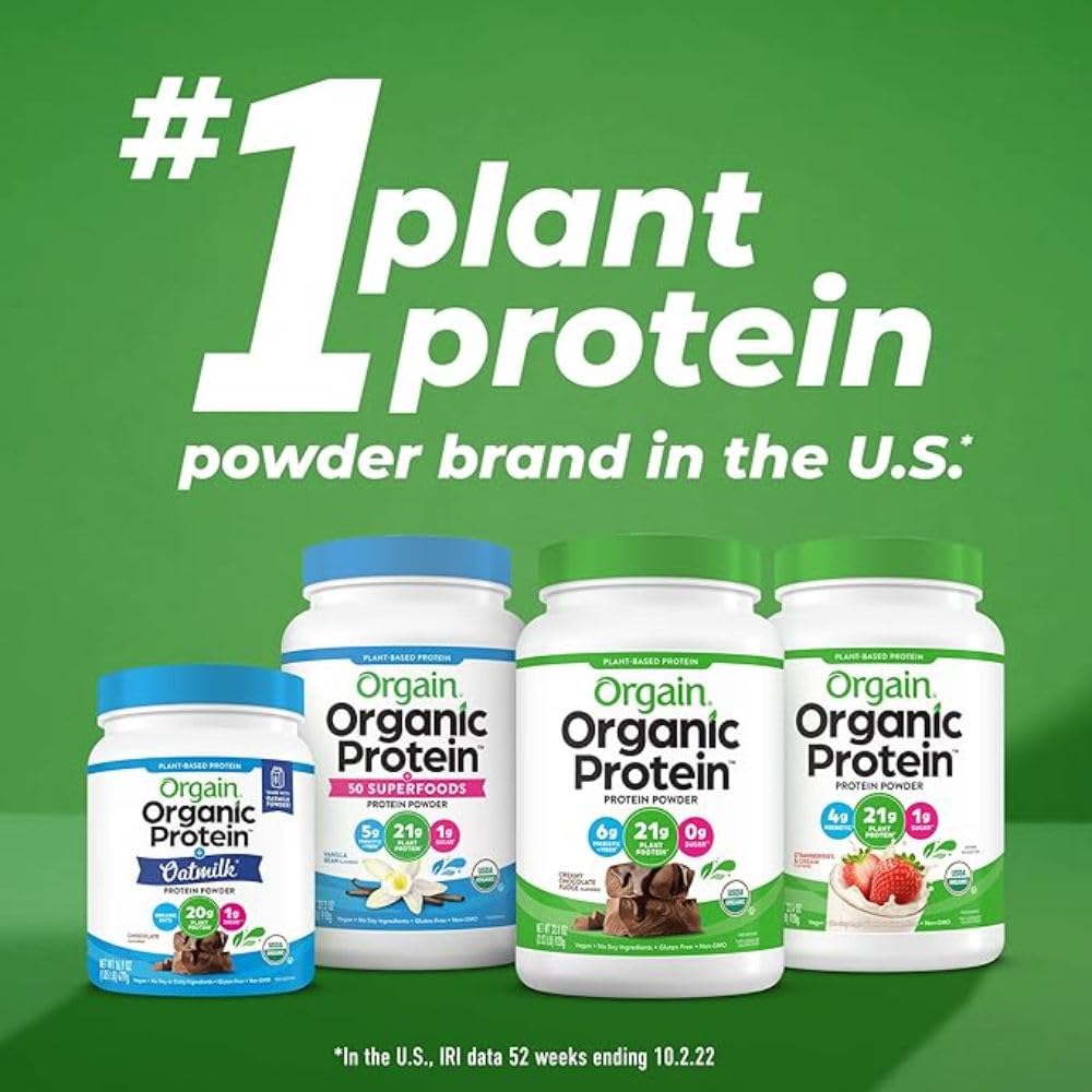 Orgain Organic Unflavored Vegan Protein Powder, Natural Unsweetened - 