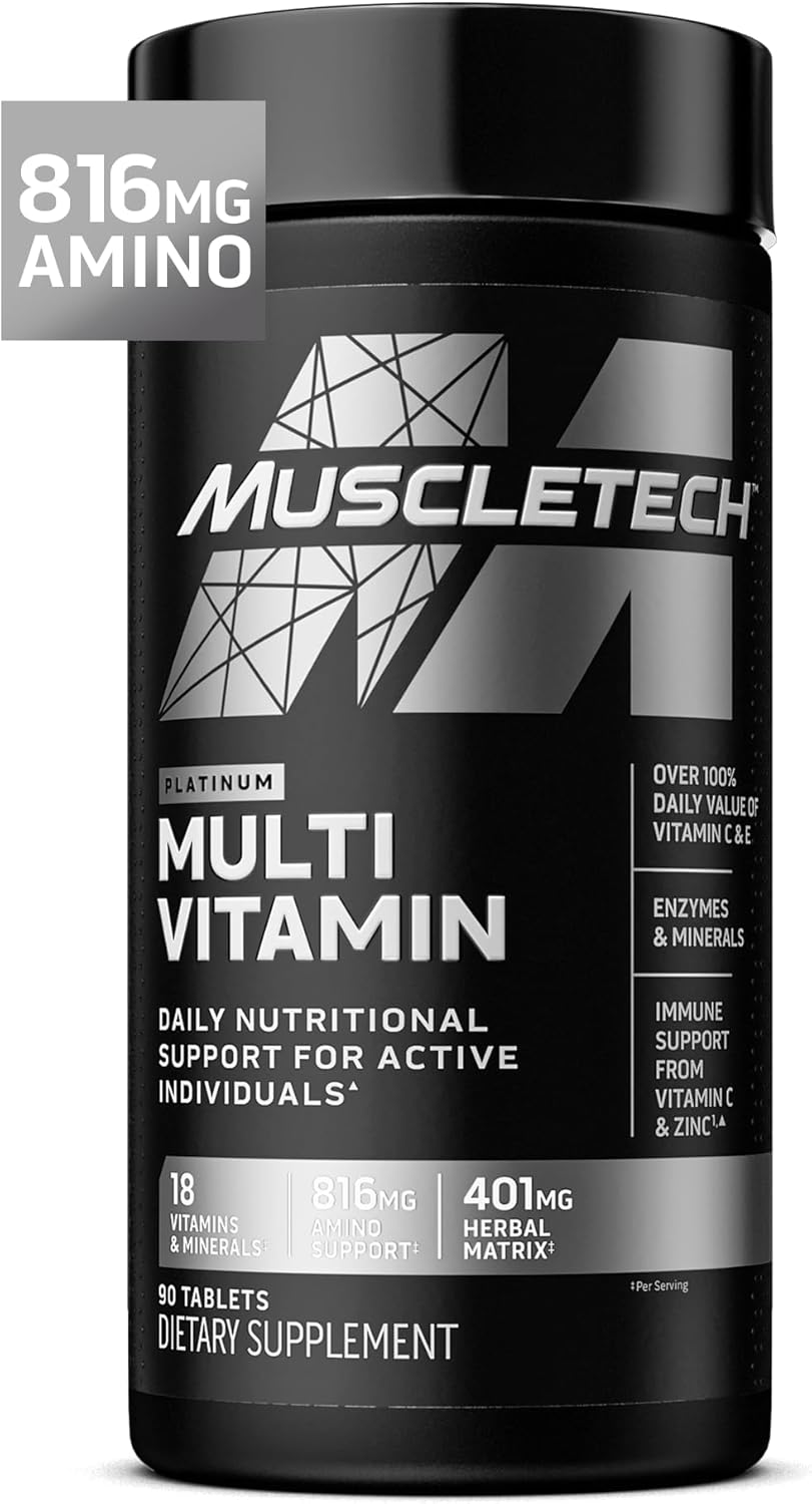Platinum Multivitamins For Men & Women - Multi-Vitamin Supplement For Immune Support - 18 Vitamins & Minerals, Vitamin A C D E B6 B12 - Daily Workout Supplements For Men - 90 Capsules