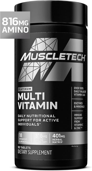 Platinum Multivitamins For Men & Women - Multi-Vitamin Supplement For Immune Support - 18 Vitamins & Minerals, Vitamin A C D E B6 B12 - Daily Workout Supplements For Men - 90 Capsules