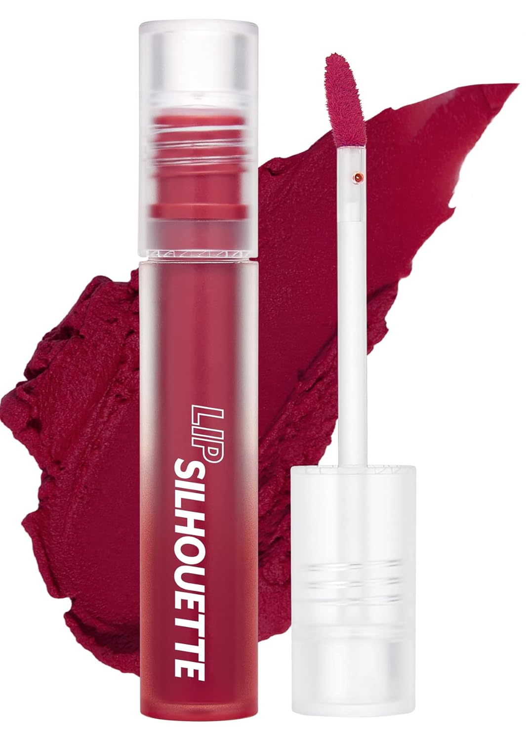 I'M Meme Lip Silhouette Matte Velvet Tint - 10 Cherry Dresser (Plum Red Shade) | Best Lip Stain, Vivid Color, Long Lasting, Moisturizing & Hydrating, Light-Weight, Matte Finish, Valentine Day Gift 4Ml