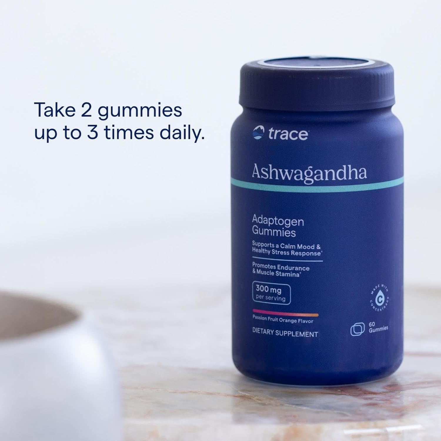 Trace Minerals Ashwagandha Gummies, 300Mg - Health Supplement To Support Brain & Immune Health - Relaxation Supplement To Aid Calm & Restful Sleep - Passion Fruit Orange, 60 Gummies (30 Servings) : Health & Household