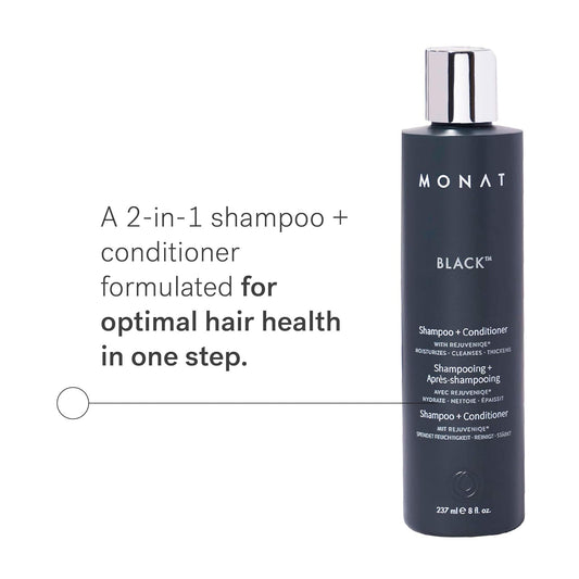 Monat Black Shampoo + Conditioner – A 2-In-1 Formula For Optimal Hair Care In One Step – Cleanses, Conditions, And Promotes Stronger, Healthier-Looking Hair – For All Hair Types – 237Ml (8.0 Fl Oz)