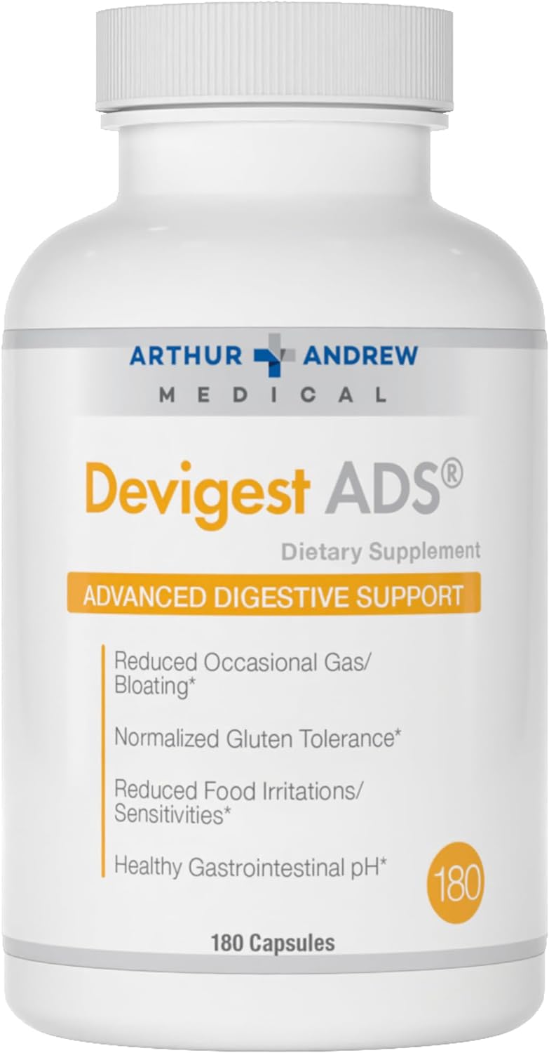 Arthur Andrew Medical - Devigest ADS, Advanced Digestive Support, Relief for Lactose Intolerance and Casein Sensitivities, Vegan, Non-GMO, 180 Capsules