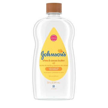 Johnson'S Baby Oil, Mineral Oil Enriched With Shea & Cocoa Butter To Prevent Moisture Loss, Hypoallergenic, 20 Fl. Oz
