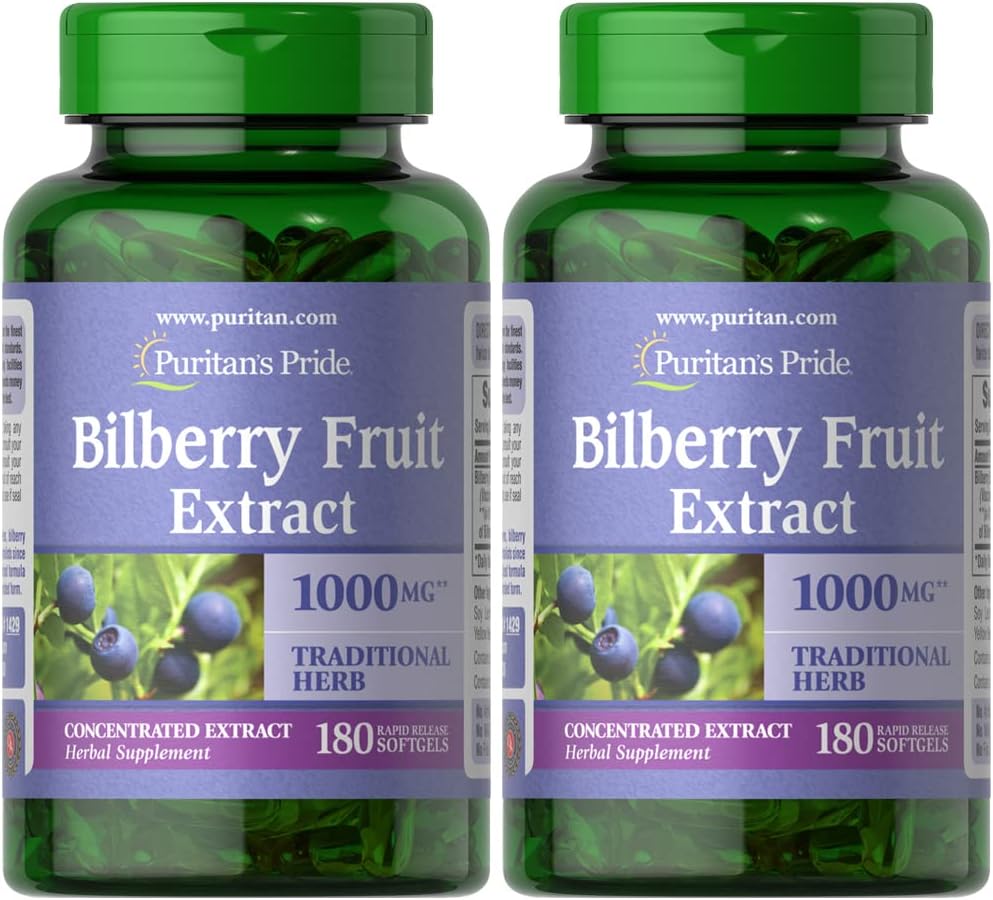 Puritan's Pride Bierry 1000 Mg Softgels, Twin Pack 180 Count (Pack of 2)