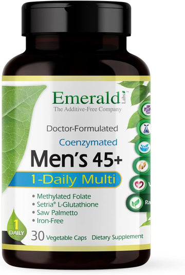 EMERALD LABS Men's 45+ 1-Daily Multi - Made with Saw Palmetto, Lycopene & More for Heart, Bone & Immune Support* - Gluten-Free - 30 Vegetable Capsules