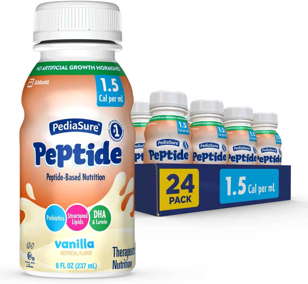 Pediasure Peptide 1.5 Cal, 24 Count, Complete, Balanced Nutrition For Kids With Gi Conditions, Peptide-Based Formula, With 1G Protein And Prebiotics, For Oral Or Tube Feeding, Vanilla, 8-Fl-Oz Bottle