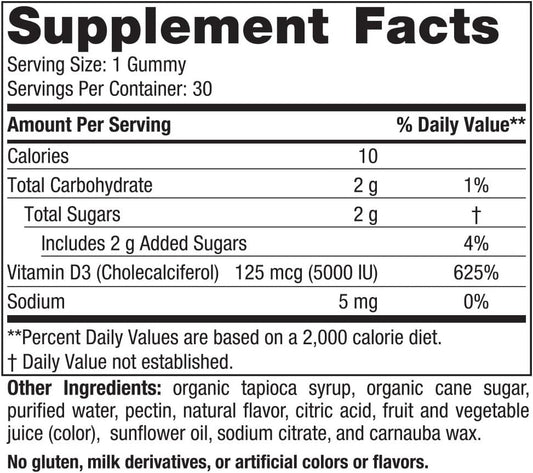 Nordic Naturals Vitamin D3 5000 Gummies, Passion Fruit - 30 Gummies - Support for Healthy Bones, Mood, & Immune System - Vegetarian - Non-GMO - 30 Servings