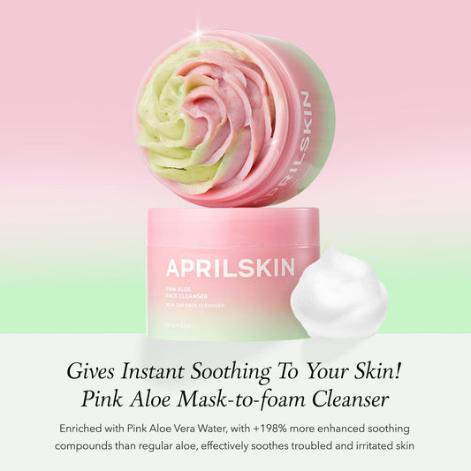 APRILSKIN Pink Aloe Facial Polish Cleanser | Gentle Exfoliation with Mungbean & Soybean Scrub | Removes Waterproof Makeup & Sunscreen | Non-Comedogenic Cleanser for All Skin Types | Korean Skincare