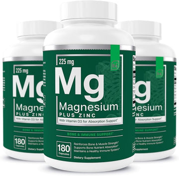 Essential Elements Magnesium & Zinc With Vitamin D3 For Sleep Immune & Bone Support - Magnesium Glycinate, Malate, Citrate 200Mg - Triple Magnesium Supplement For Women And Men - 9 Month Supply