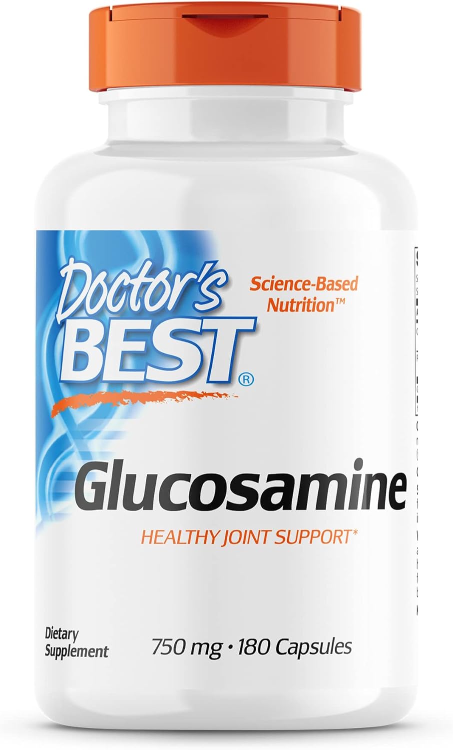 Doctor's Best Glucosamine, Non-GMO, Gluten & Soy Free, Joint Support, 750 mg, 180 Count