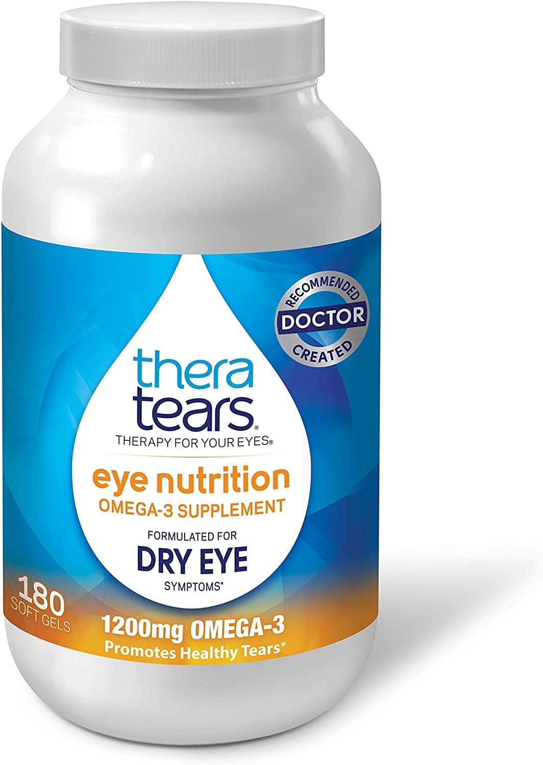 TheraTears 1200mg Omega 3 Supplement for Eye Nutrition, Organic Flaxse