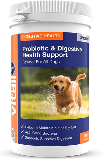 Zipvit Probiotics For Dogs, Daily Dog Probiotic Powder For Gut Health And Digestion, 525 Million Cfu Per Serving, With Prebiotics And Postbiotics, 150G