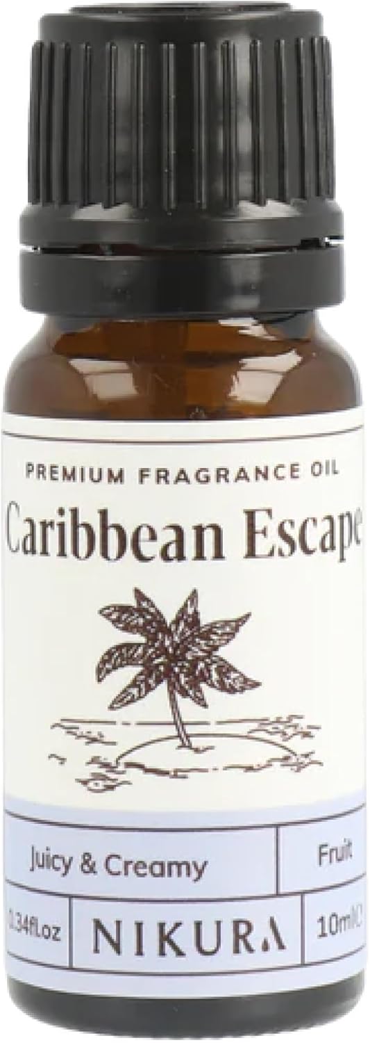 Nikura | Caribbean Escape Fragrance Oil - 10Ml | Perfect For Soap Making, Candle Making, Wax Melts, Diffuser | Great For Use In Bath Bombs, Perfume Oil, Perfume Scents | Vegan & Uk Made