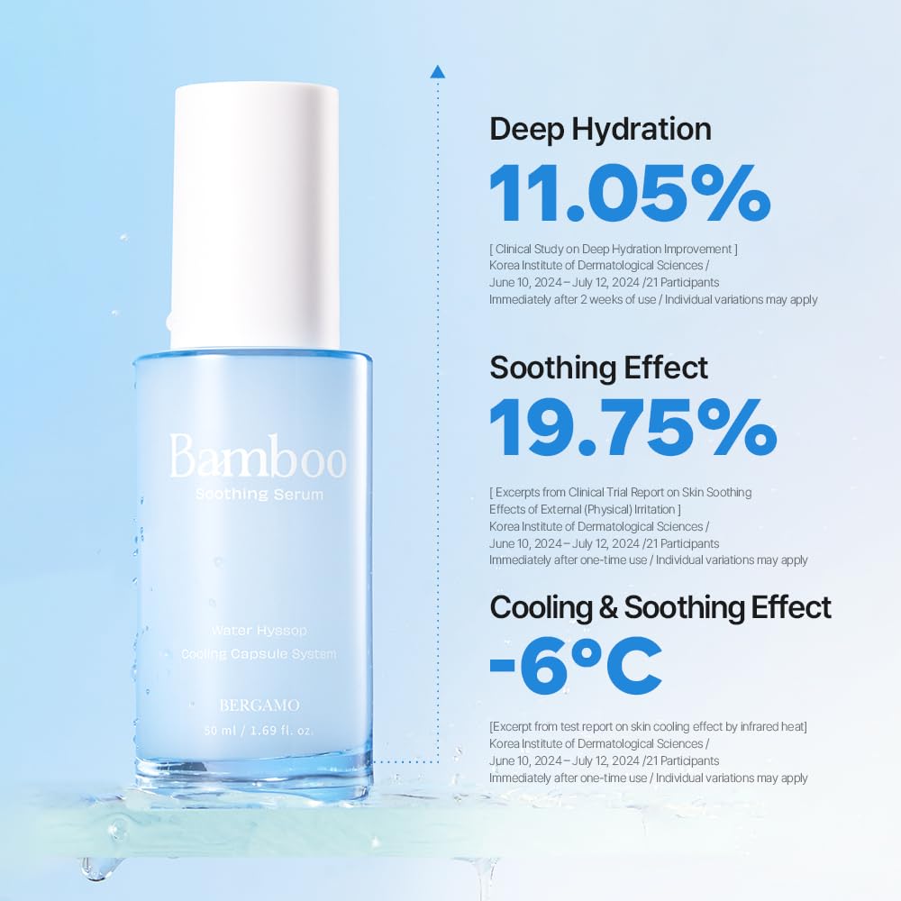 Bergamo Bamboo Soothing Face Serum For Sensitive Skin - Hydrating Face Moisturizer, Lightweight Facial Serum, Vegan Skin Care, Hypoallergenic & Fragrance-Free, Korean Skin Care, 1.69Fl.Oz, 50Ml : Beauty & Personal Care