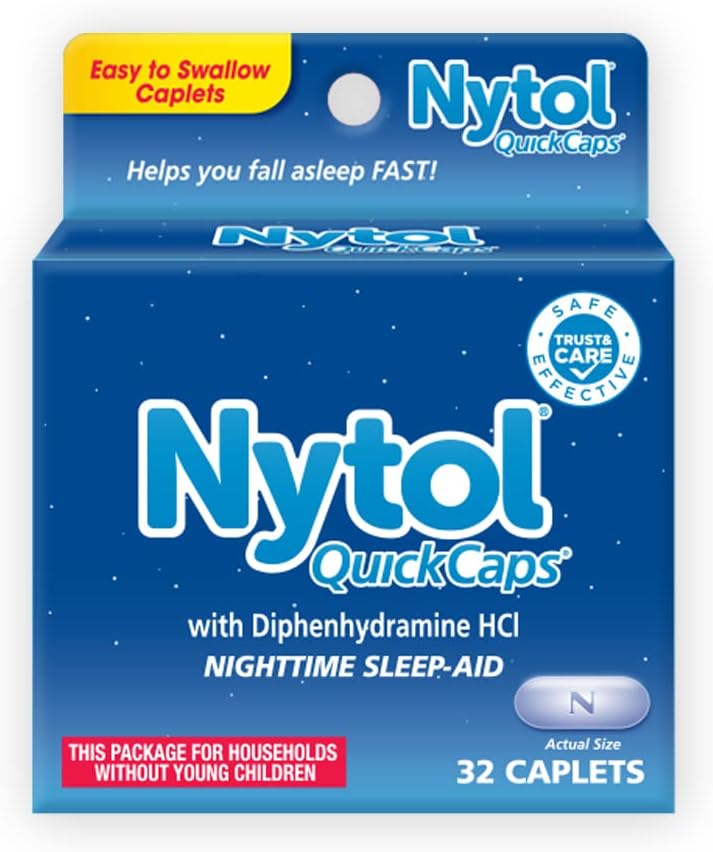 Nytol Quick Caps Nighttime Sleep Aid, Helps You Fall Asleep Fast, 32 Caplets