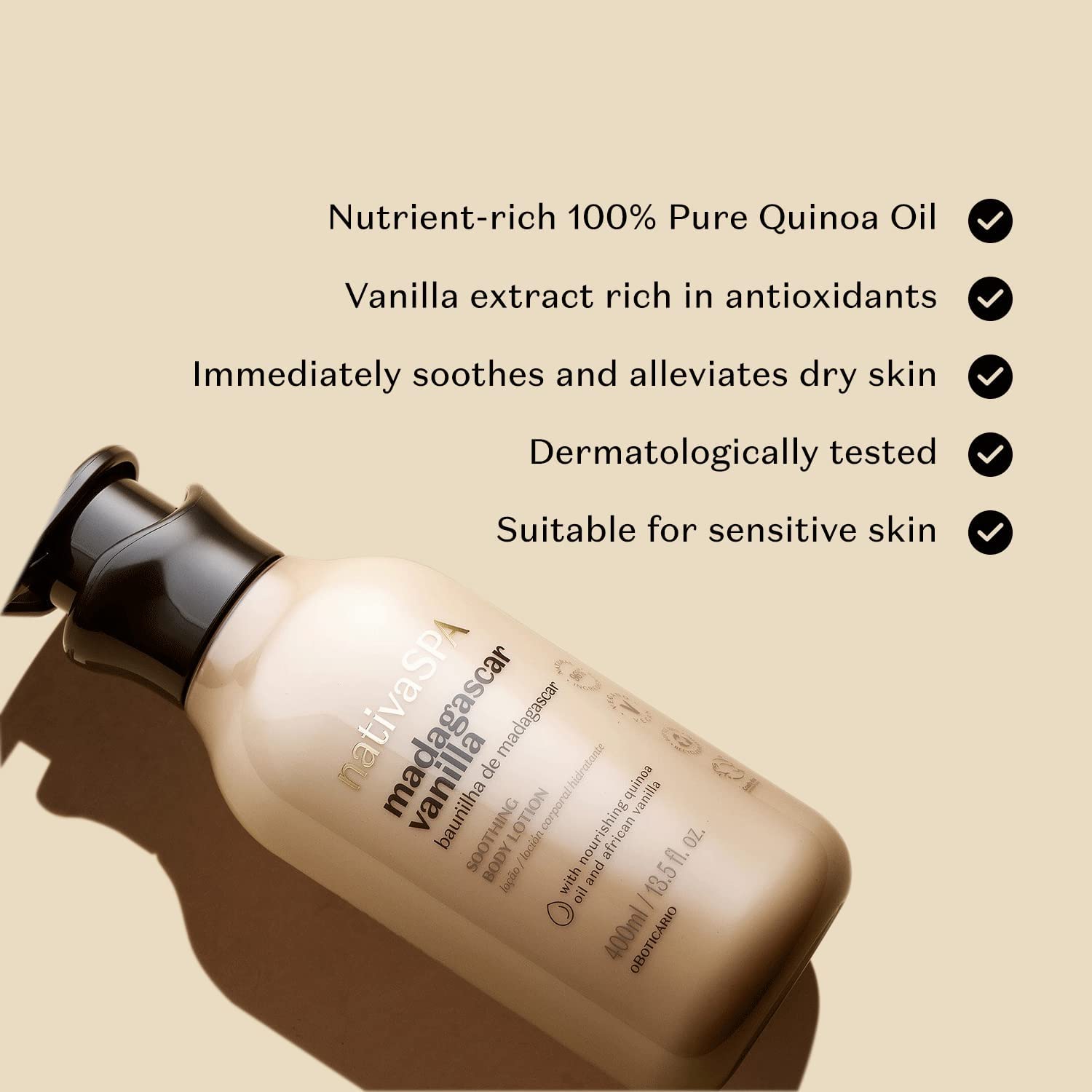 Nativa Spa By O Boticário, Vanilla Soothing Lotion & Oil Bundle: Madagascar Vanilla Body Lotion & Body Oil : Beauty & Personal Care