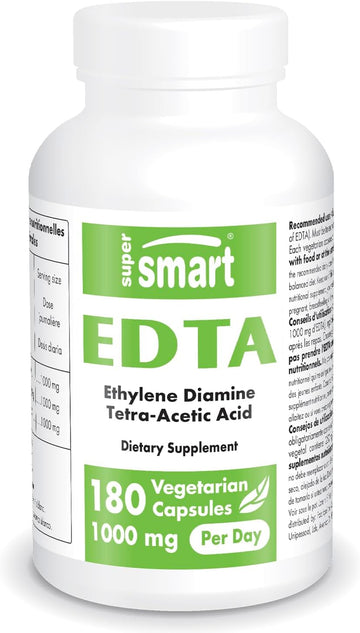 Supersmart - Edta 1000Mg Per Day - Calcium Disodium Edta Supplement | Non-Gmo & Gluten Free - 180 Vegetarian Capsules