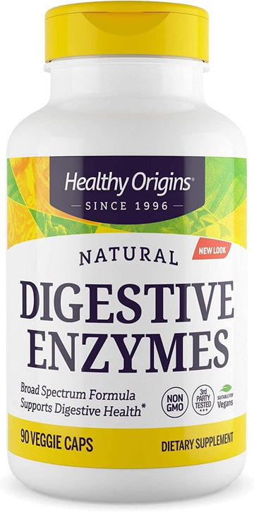 Healthy Origins Digestive Enzymes (NEC) Broad Spectrum - with Protease, Amylase & Lipase - Gluten-Free Digestion and Gut Health Supplement - 90 Veggie Capsules