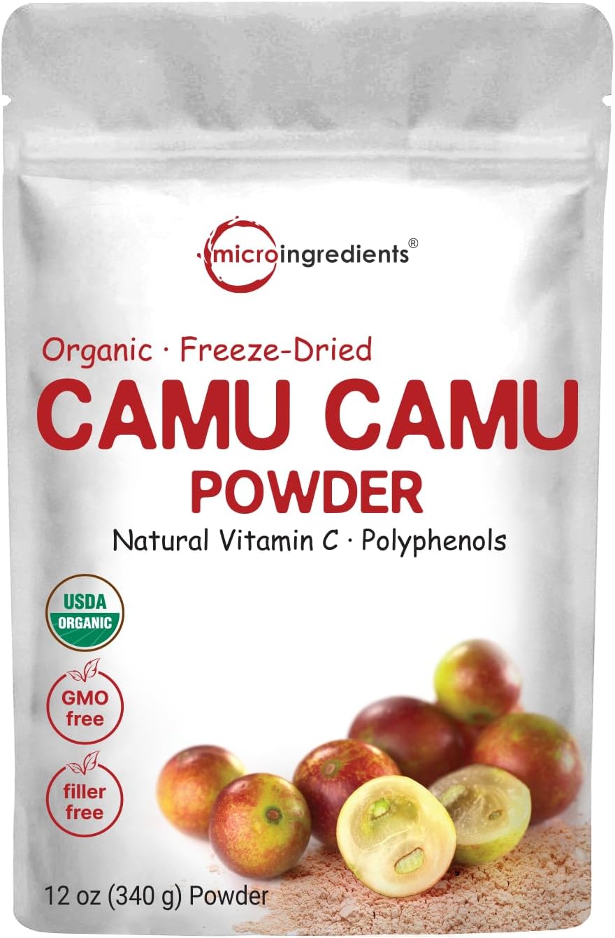 Organic Camu Camu Powder, 12 Oz | High Natural Vitamin C Level | Fresh Freeze-Dried Berries Source | No Gmos, Vegan Friendly