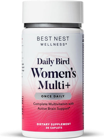 Best Nest Wellness Daily Bird Women'S Multivitamin For Women With Probiotics, Methylfolate, Whole Food Organic Blend, Once Daily Vitamins, Gluten Free, 30 Ct