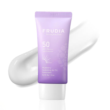 Frudia Blueberry Hydrating Air Fit Sunscreen Spf 50 Pa++++ Korean Skincare Moisturizing Face Sunscreen With Blueberry Extract, Panthenol & Triple Hyaluronic Acid, Ultra-Light, No White Cast, 1.76 Oz