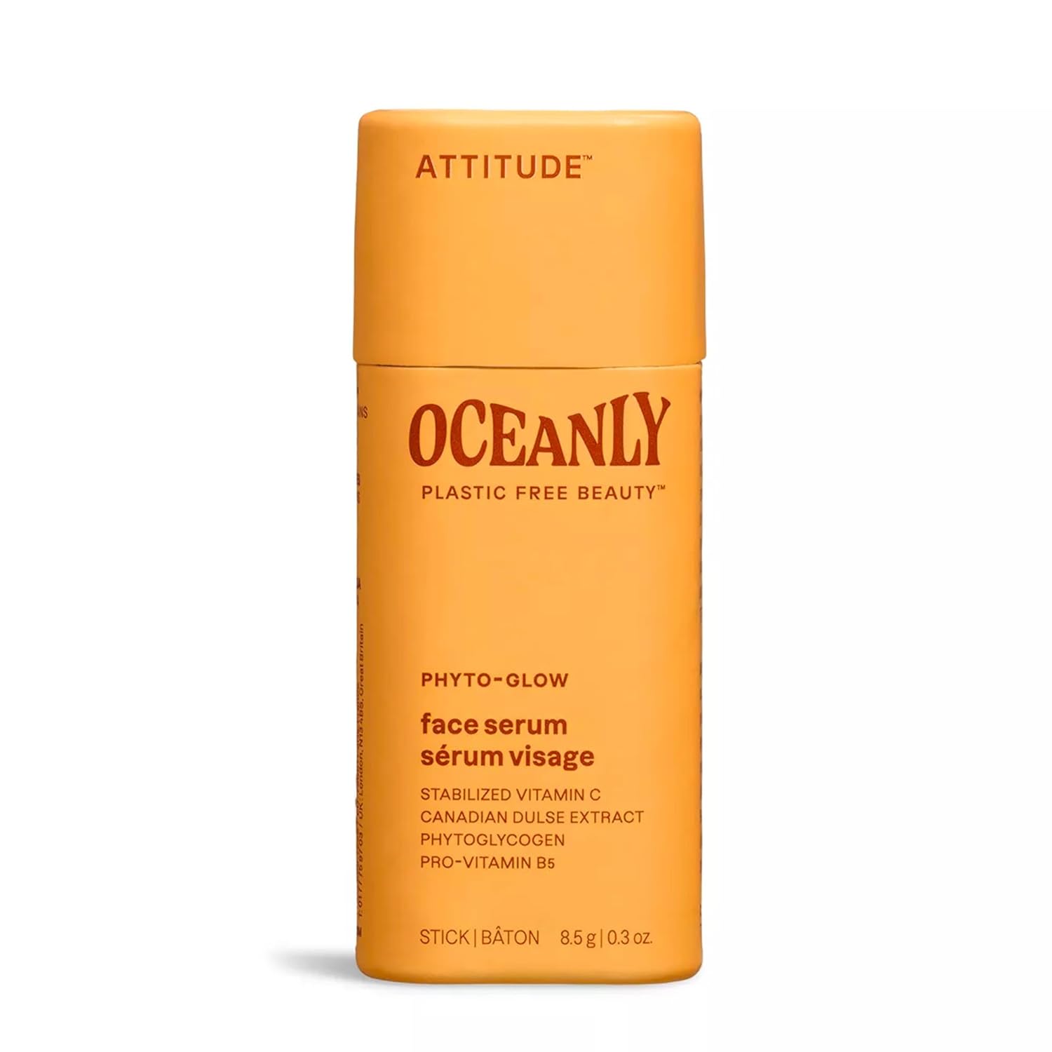 Attitude Oceanly Face Serum Stick, Ewg Verified, Plastic-Free, Plant And Mineral-Based Ingredients, Vegan And Cruelty-Free Beauty Products, Phyto Glow, Unscented, 0.3 Ounce