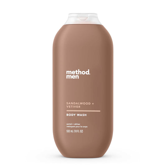 Method Men Body Wash, Sandalwood + Vetiver, Paraben And Phthalate Free, 18 Fl Oz (Pack Of 6)