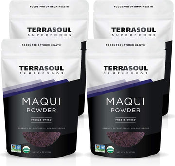 Terrasoul Superfoods Organic Maqui Berry Powder, 1 Lb (Pack Of 4), Freeze-Dried, Antioxidant-Rich Superfood For Smoothies, Desserts, And Immune Support