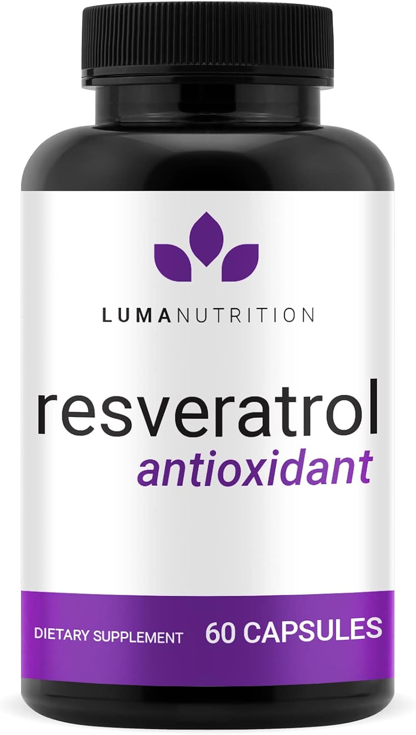 Luma Nutrition High Purity Resveratrol Capsules - 98% Trans-Resveratrol - Reservatrol Supplement - Antioxidant - Usa - 60 Capsules