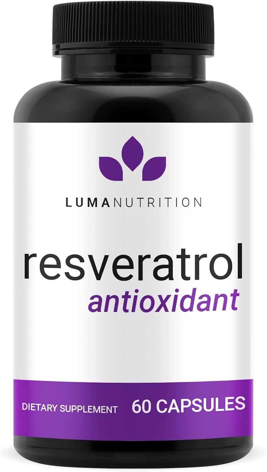 Luma Nutrition High Purity Resveratrol Supplement - 98% Trans-Resveratrol - Antioxidant - Resveratrol Capsules - Vegan & Gluten-Free - 60 Capsules