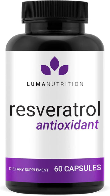 Luma Nutrition High Purity Resveratrol Supplement - 98% Trans-Resveratrol - Antioxidant - Resveratrol Capsules - Vegan & Gluten-Free - 60 Capsules