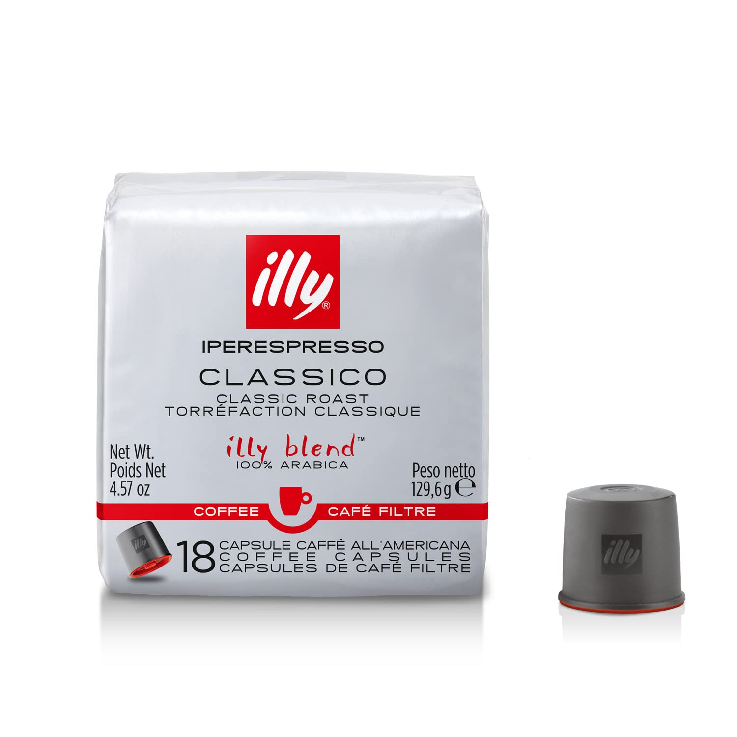 Illy Coffee, Iper Coffee Capsule, Medium Roast Drip Pod, 100% Arabica Bean Signature Italian Blend, Premium Gourmet Roast Brewed, Compatible With Multi Beverage Illy Iperespresso Machines (18 Ct)