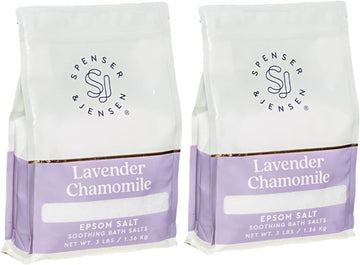 Spenser & Jensen Lavender & Chamomile Epsom Bath Salts - Epsom Salts for Soaking, Foot Care, & Self Care - for All Skin Types - Paraben Free - 3 LB (Pack of 2)
