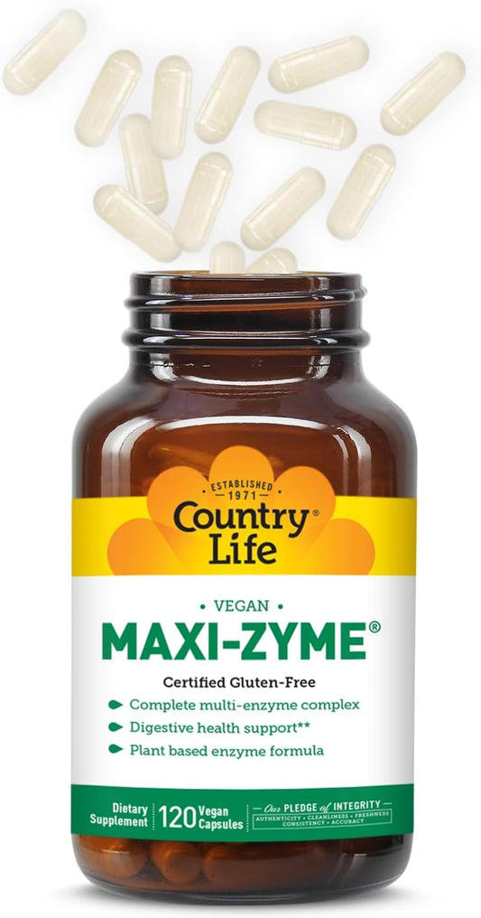 Country Life - Maxi-Zyme, Digestive Enzyme Complex - 120 Vegetarian Capsules
