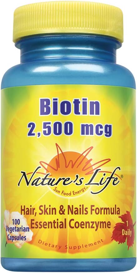 Nature'S Life Biotin 2500Mcg | Healthy Hair, Skin, Nail & Metabolism Support | Non-Gmo | 100 Vegetable Capsules