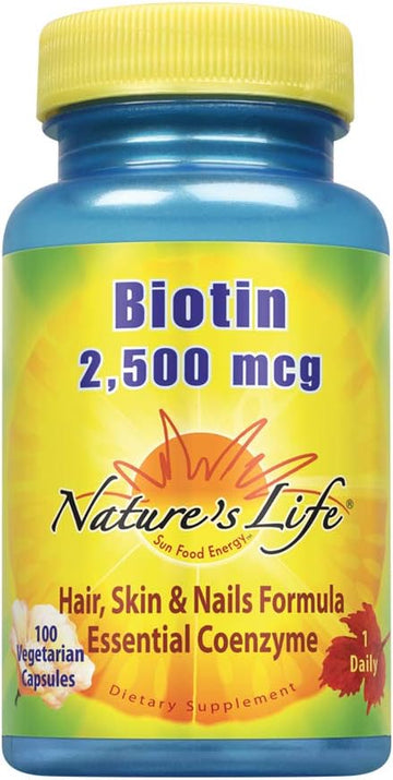 Nature'S Life Biotin 2500Mcg | Healthy Hair, Skin, Nail & Metabolism Support | Non-Gmo | 100 Vegetable Capsules