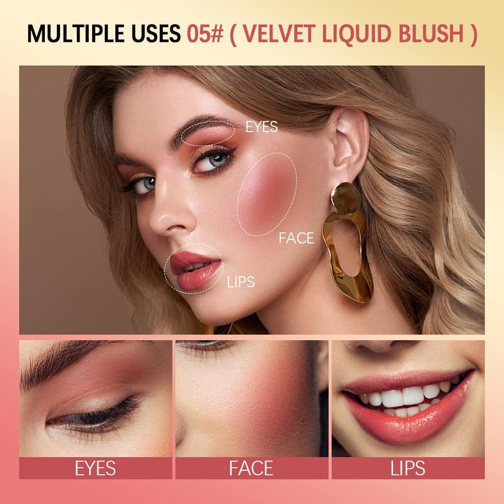 Beauty Searcher Liquid Blushes, Feel Liquid Blush for Cheeks Natural-Looking Superdewy Liquid Blusher Makeup Long-Lasting Cream Liquid Blush Cosmetics (05) 1 g (Pack of 1) : Amazon.co.uk: Beauty
