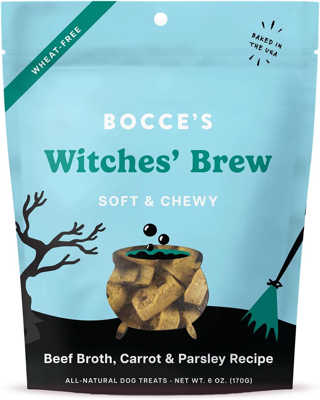 Bocce'S Bakery All-Natural Witches Brew Dog Treats, Wheat-Free, Limited Ingredient Soft & Chewy Dog Treats, Inspired By Halloween, 6 Oz