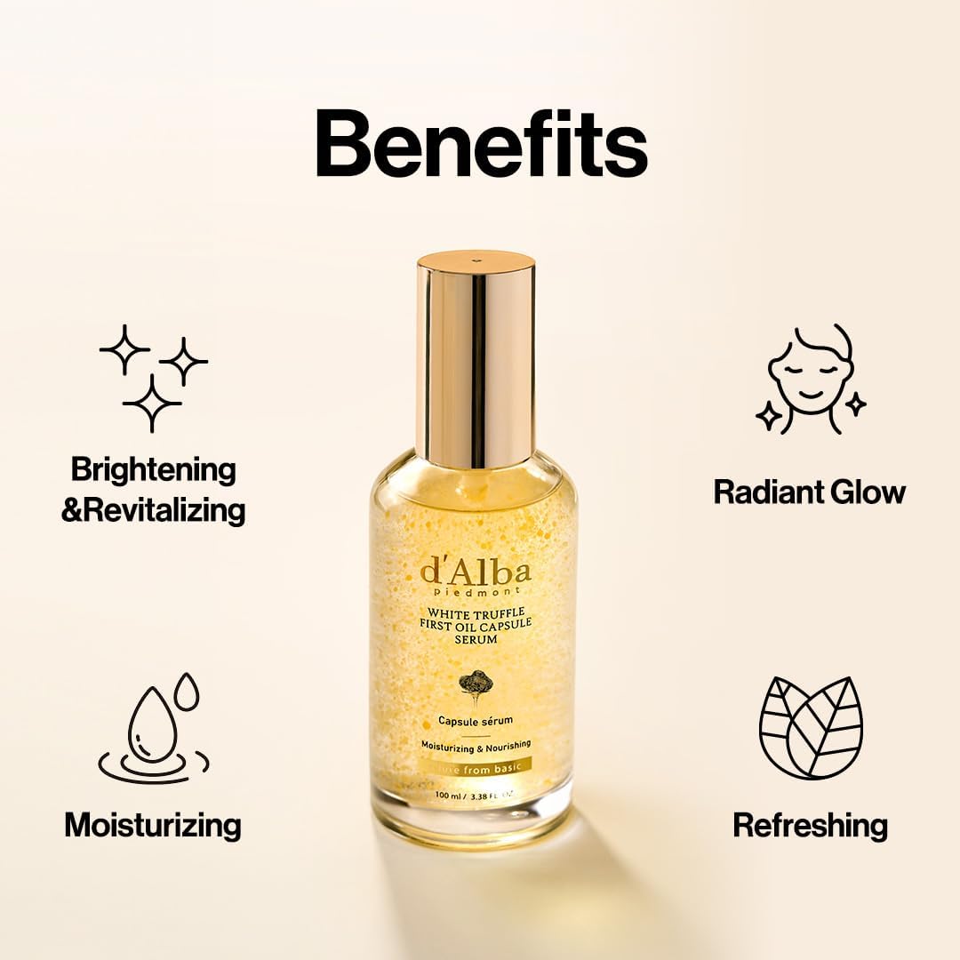 D'Alba Piedmont White Truffle Oil Capsule Serum, Daily Vita Boost For Luminous Skin, Double Vitamin Formula (3.38Fl. Oz.) : Beauty & Personal Care