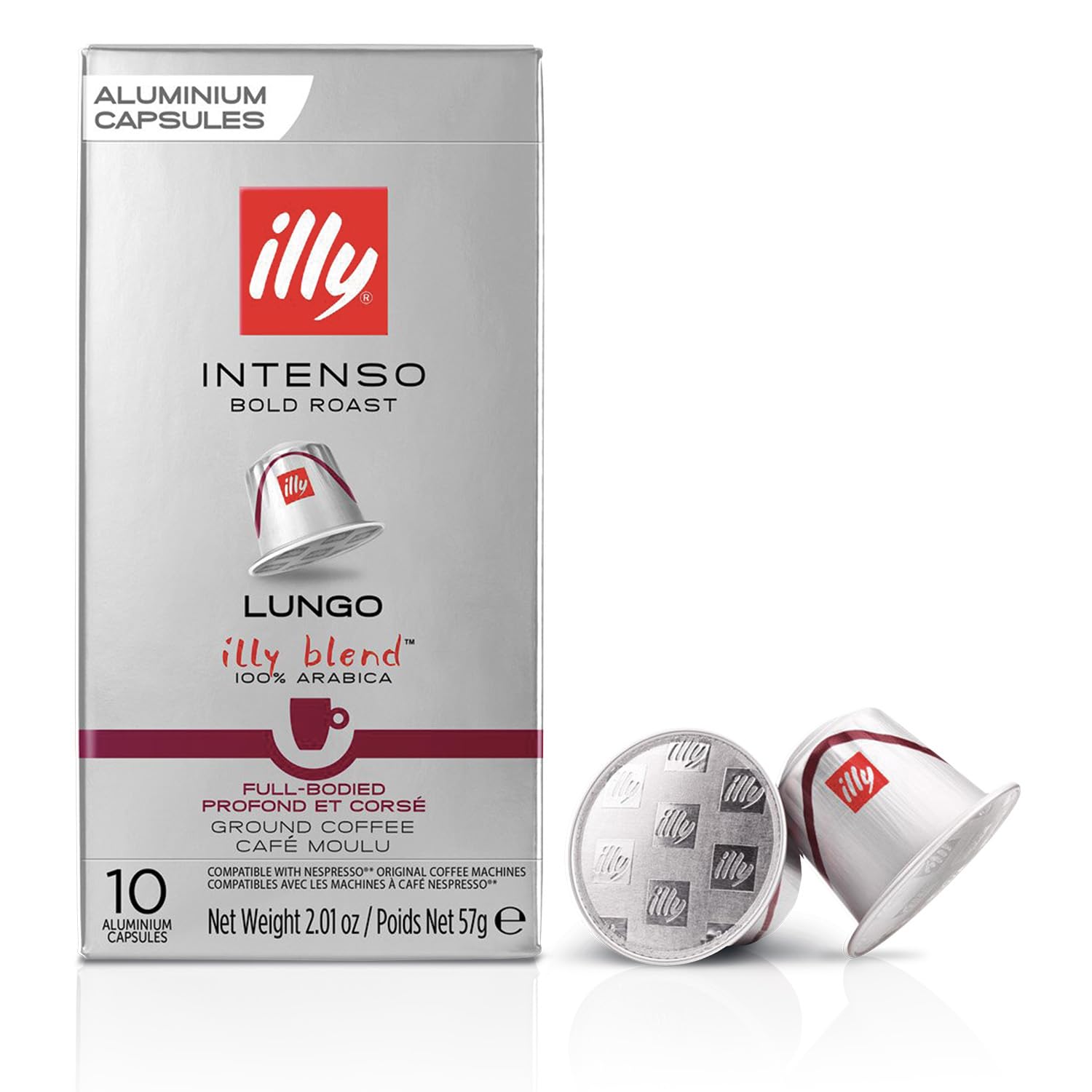Illy Espresso Compatible Capsules - Single-Serve Coffee Capsules & Pods - Intenso Lungo Dark Roast - Notes Of Cocoa & Dried Fruit Coffee Pods - For Nespresso Coffee Machines – 10 Count