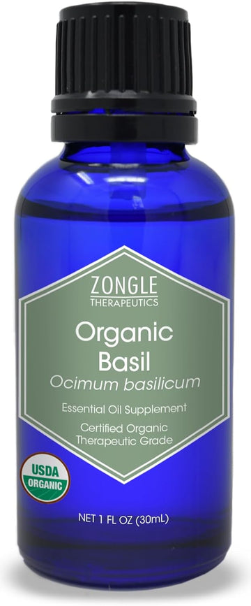 Organic Basil Essential Oil By Zongle – 100% Pure Natural, Therapeutic & Food Grade For Cooking, Aromatherapy, Topical & Oral Use – 1 Oz