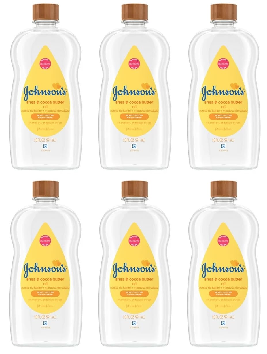 Johnsons Baby Oil Shea & Cocoa Butter 20 Ounce (591ml) (6 Pack)