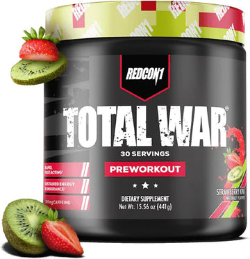 REDCON1 Total War Pre Workout Powder, Strawberry Kiwi - Beta Alanine +