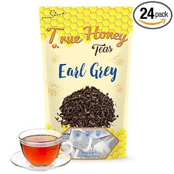 True Honey Earl Grey Tea Bags - Honey Crystals Blended In Every Sachet - Positive Immune Support - All Natural Organic Herbal Caffeinated Tea Bag 24 Count
