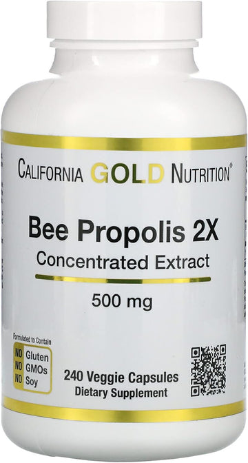 Bee Propolis 2X Potency, Concentrated Extract 500 mg, Equivalent to 10