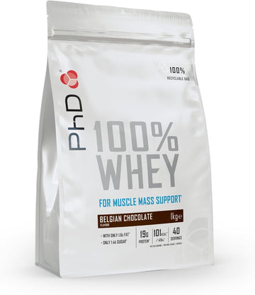 Phd Nutrition 100 Percent Whey Belgian Chocolate Protein Powder | Low Calorie High Protein Powder | 40 Servings Per 1 Kg Bag
