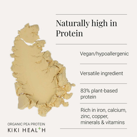 Kiki Health Organic Pea Protein Powder | High Protein Content, Organic & Sustainably Sourced | Vegan-Friendly, Low In Fat - Versatile & Easy To Use | Suitable For Vegetarians & Vegans - 170G