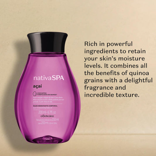 Nativa Spa By O Boticario Quinoa Hydrating Body Oil, Soft And Healthy Skin, 6.8 Oz. (200 Ml)