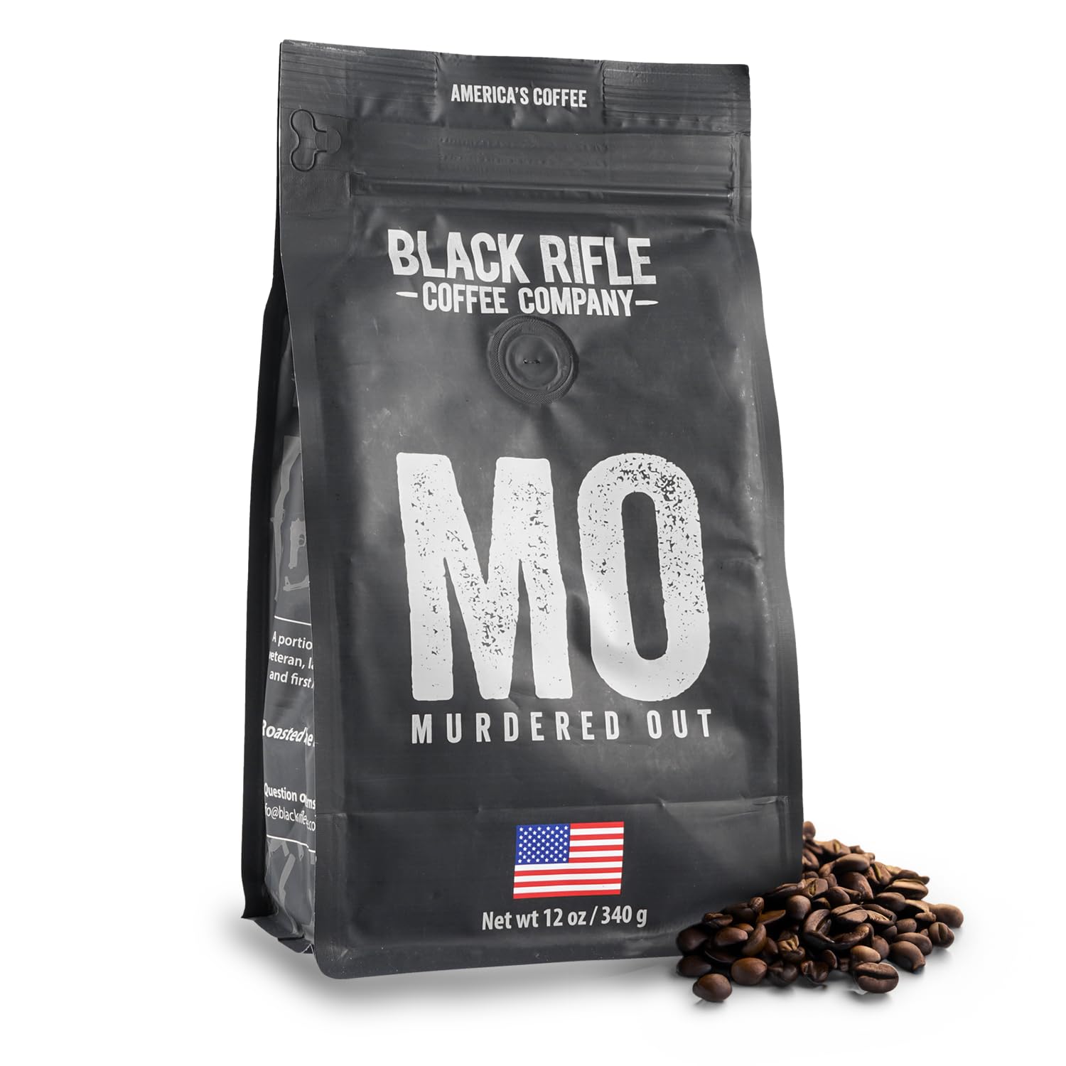 Black Rifle Coffee Company Murdered Out (Extra Dark Roast) Whole Bean Coffee, 12 Ounce Bag Of Coffee Beans, Extra Dark Roast Coffee Beans, Extra Dark Roast With Bold Aroma And Smoky Flavors